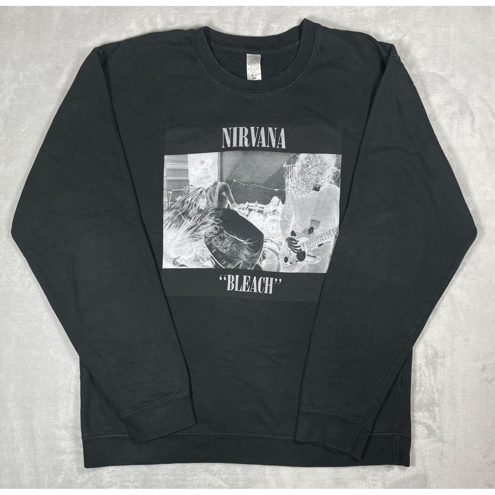 Nirvana Bleach Sweatshirt Men's XL Black Band Grunge Pullover Crewneck